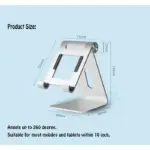 Adjustable Tablet Stand For Tablets & smartphones - Silver-104211
