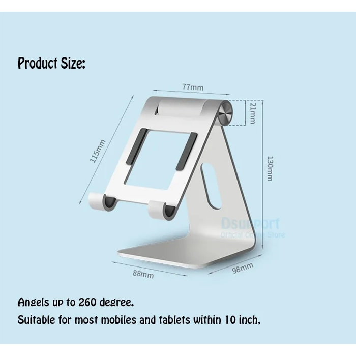 Adjustable Tablet Stand For Tablets & smartphones - Silver-104211 Adjustable Tablet Stand For Tablets & smartphones - Silver-104211