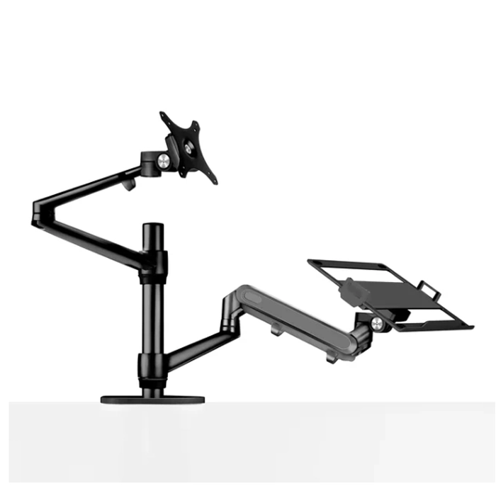 Gamvity Aluminum Height Adjust Desktop 17-32 Inch Monitor Mount Gas Spring Arm+12-17 Inch Laptop Holder Stand Full Motion Ol-3l Pro- Black-0