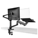 Gamvity Aluminum Height Adjust Desktop 17-32 Inch Monitor Mount Gas Spring Arm+12-17 Inch Laptop Holder Stand Full Motion Ol-3l Pro- Black-104396
