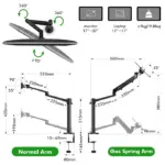 Gamvity Aluminum Height Adjust Desktop 17-32 Inch Monitor Mount Gas Spring Arm+12-17 Inch Laptop Holder Stand Full Motion Ol-3l Pro- Black-104398