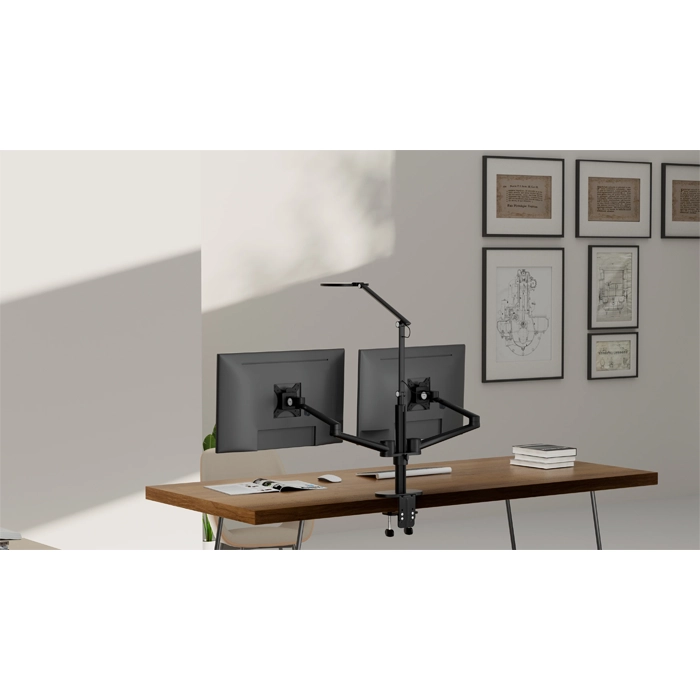 Dual Monitor Stand With Lamp (Ol-2lt)-104442 Dual Monitor Stand With Lamp (Ol-2lt)-104442