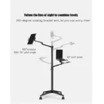 Multifunction Computer Floor Stand For Laptop/tablet/phone Holder Height/angle Adjustable With Wheel Aluminum Up-9l - Black-104515