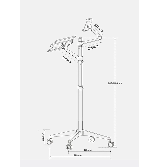 Multifunction Computer Floor Stand For Laptop/tablet/phone Holder Height/angle Adjustable With Wheel Aluminum Up-9l - Black-104516 Multifunction Computer Floor Stand For Laptop/tablet/phone Holder Height/angle Adjustable With Wheel Aluminum Up-9l - Black-104516