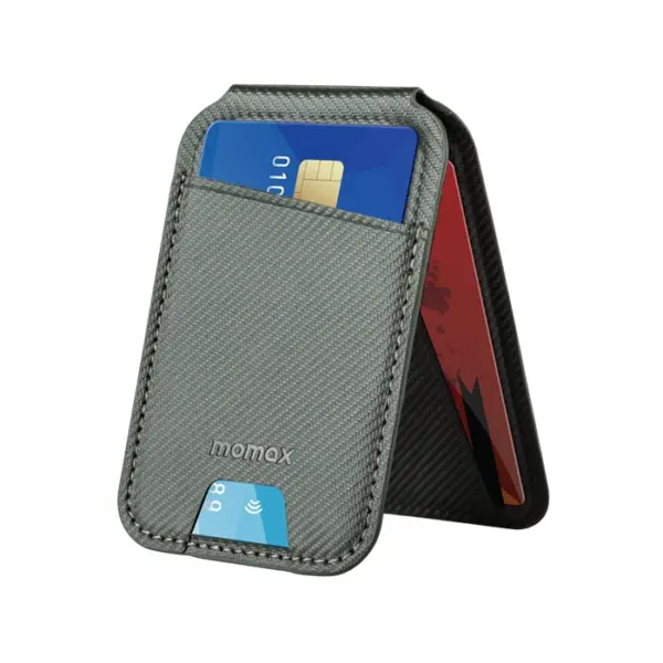 Momax 1-wallet Magnetic Card Holder With Stand - Grey-0
