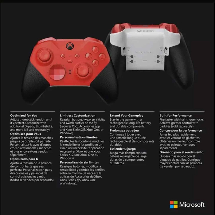Xbox Elite Core Wireless Controller Series 2 - Red/ Black-104256 Xbox Elite Core Wireless Controller Series 2 - Red/ Black-104256