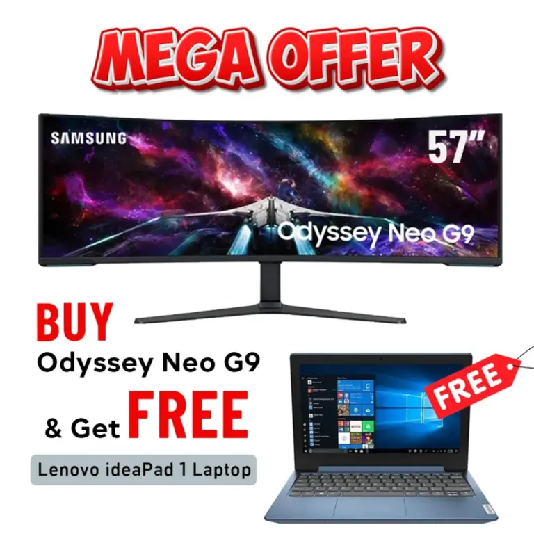 Samsung 57 Inch Odyssey Neo G9 G95nc Dual Uhd Curved Gaming Monitor 240hz Refresh Rate 1ms(Gtg) Response Time - White-0