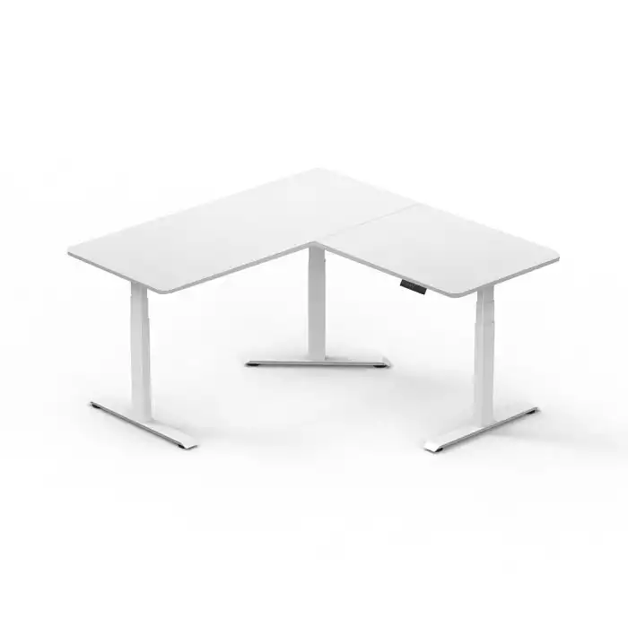 Gamvity L Shape Standing Ergonomic 3 Legs Stand Up Modern Furniture Table Electric Height Adjustable Desk(1000x1750mm) - White-0