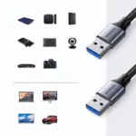 Ugreen Usb-a Male To Usb-a Male Usb 3.0 Alu Case Braided Cable 2m-106236