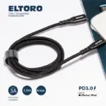 Eltoro Kevlar Cable Usb-c To Lightning 1m With Nylon Pp Yarn Jacket - Black-106523