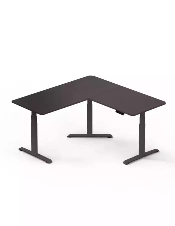 Gamvity L Shape Standing Ergonomic 3 Legs Stand Up Modern Furniture Table Electric Height Adjustable Desk(1000x1750mm) - Black-0