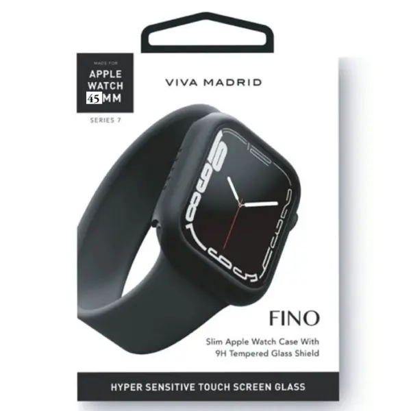 Viva Madrid Fino Slim Screen Case With Glass Sheild For Apple Watch 45mm - Black-0