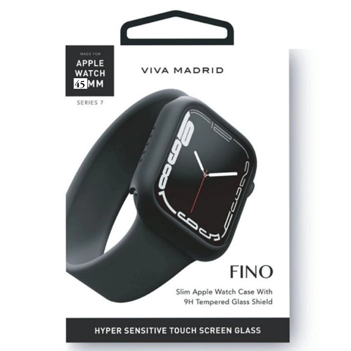 Viva Madrid Fino Slim Screen Case With Glass Sheild For Apple Watch 45mm - Black-0 Viva Madrid Fino Slim Screen Case With Glass Sheild For Apple Watch 45mm - Black-0
