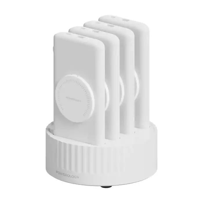 محطة شحن باورولوجي 4 في 1 بسعة 10000 مللي أمبير، بكابل مدمج - ماج سيف - أبيض-0