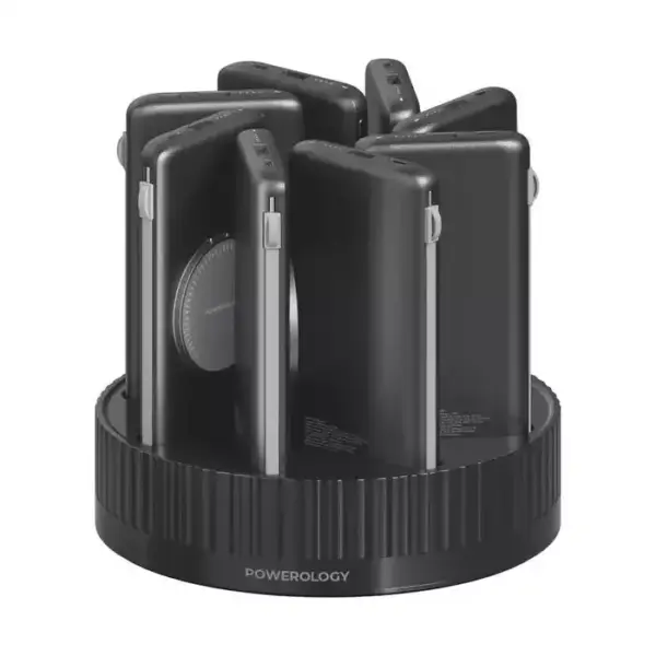 Powerology 8in1 Power Station With 10000mah Capacity, Pd20w, Qc, And Wireless Charging - Black-0