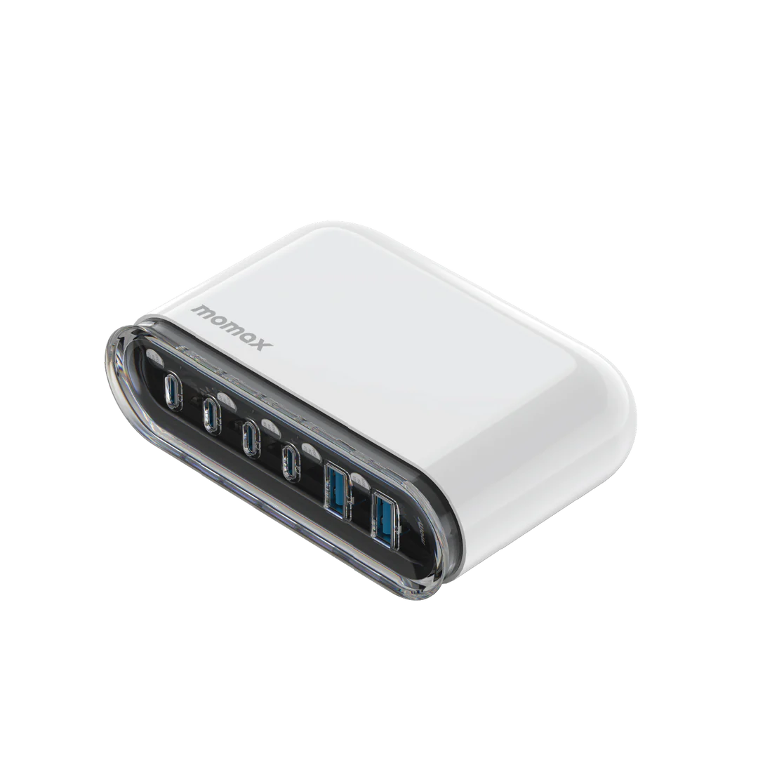 Momax 1-charge Flow+ 6-port 120w Gan Desktop Charger Usb-c & Usb-a-110288 Momax 1-charge Flow+ 6-port 120w Gan Desktop Charger Usb-c & Usb-a-110288