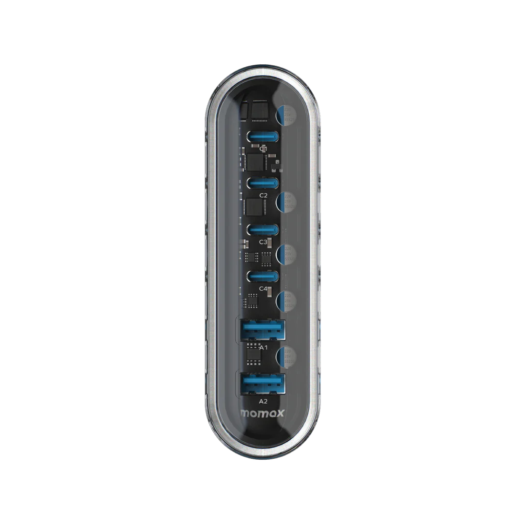 Momax 1-charge Flow+ 6-port 120w Gan Desktop Charger Usb-c & Usb-a-110289 Momax 1-charge Flow+ 6-port 120w Gan Desktop Charger Usb-c & Usb-a-110289