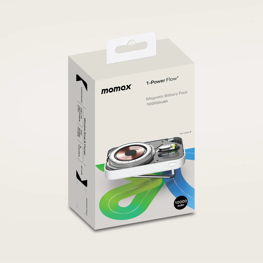 Momax 1-power Flow+ 10000 Mah Magnetic Battery Pack - White-110316 Momax 1-power Flow+ 10000 Mah Magnetic Battery Pack - White-110316