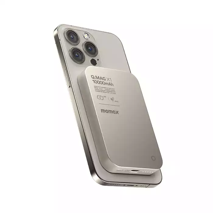 Momax Q.mag X1 10000mah Wireless Battery Pack - Titanium-110332 Momax Q.mag X1 10000mah Wireless Battery Pack - Titanium-110332