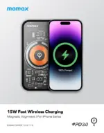 Momax Q.mag Power 13 10000mah Magnetic Wireless Charging Power Bank - Black-111038