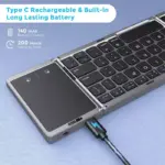 Foldable Bluetooth Keyboard With Touchpad - Portable And Rechargeable Multi-device Keyboard For Travel And Work-112018