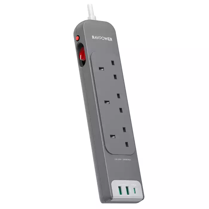Ravpower Rp-pc1038 3 Outlets Power Strip Gray Uk Version 3m With Usb Port-0 Ravpower Rp-pc1038 3 Outlets Power Strip Gray Uk Version 3m With Usb Port-0