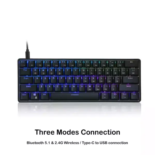 Skyloong Gk61 Three Modes Connection Abs Black Mechanical Gaming Keyboard - Switches Yellow (English)-0