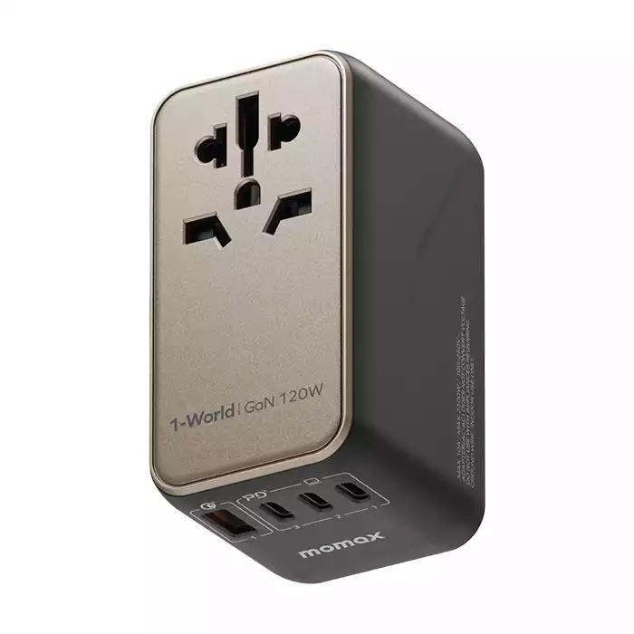 Momax 1-World 120W GaN Universal Travel Charger - Natural Titanium Chroma-0