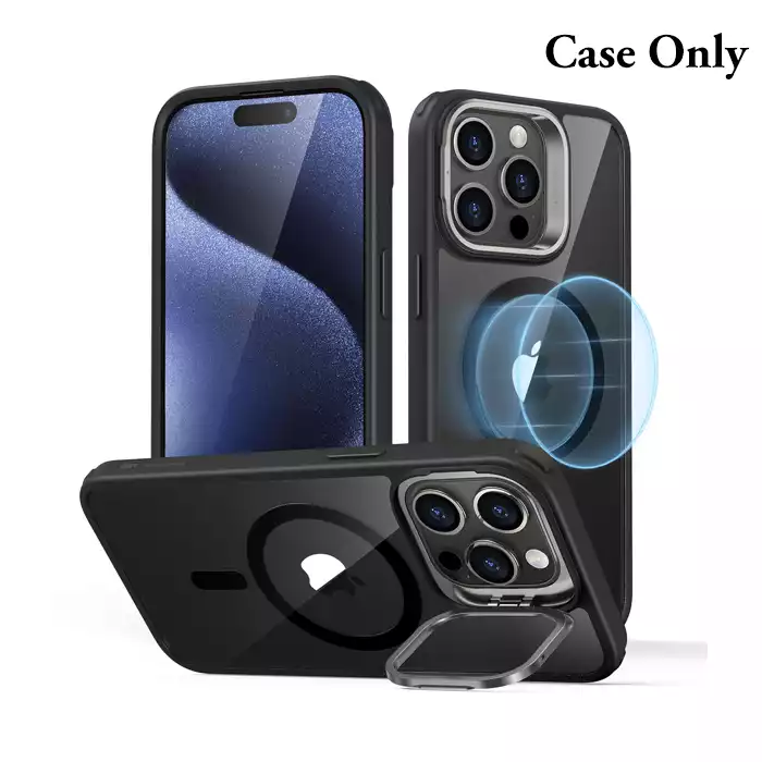 Esr Iphone 15 Pro Classic Hybrid Case With Stash Stand Set (Halolock) - Clear Black-0