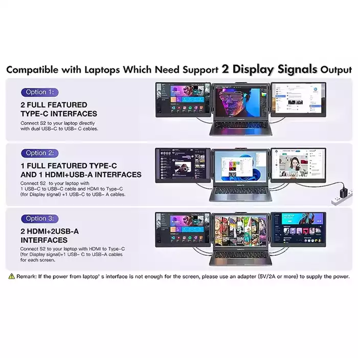 Gamvity S2 Triple Laptop Screen Extender 14" Fhd 1080p Ips Dual Portable Monitor For Laptop-114444 Gamvity S2 Triple Laptop Screen Extender 14" Fhd 1080p Ips Dual Portable Monitor For Laptop-114444