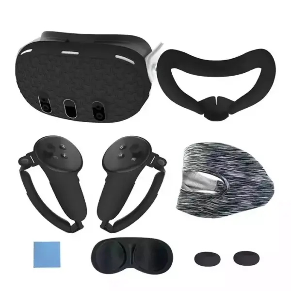 Silicone Kit 7 In 1 For Meta Quest 3 With Pp Bag - Black-0