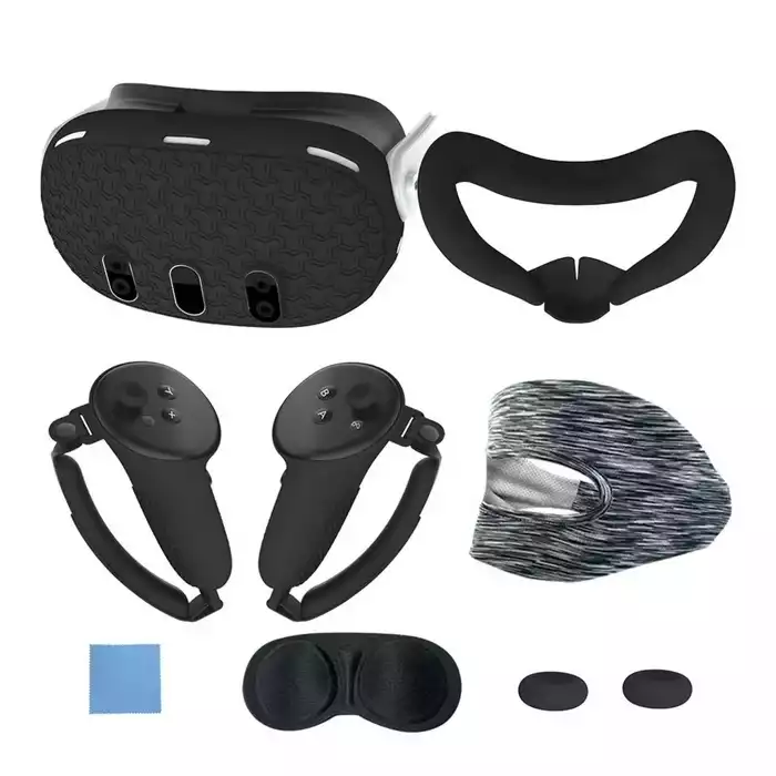 Silicone Kit 7 In 1 For Meta Quest 3 With Pp Bag - Black-0