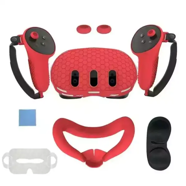 Silicone Kit For Meta Quest 3 with PP bag - Red-0