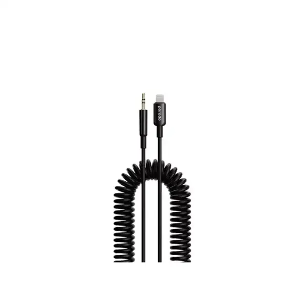 Porodo Lightning To Aux Coil Cable 1.2m - Black-0