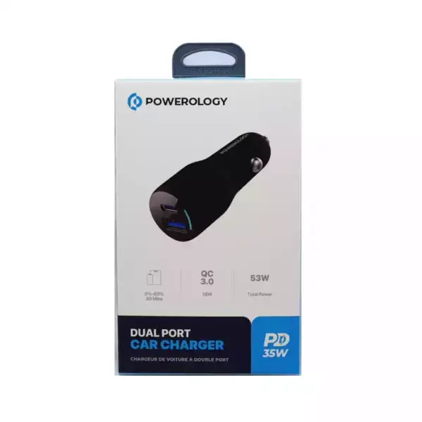 Powerology Dual Port Car Charger Pd35w - Pccsr012-0