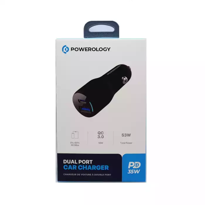 Powerology Dual Port Car Charger Pd35w - Pccsr012-0