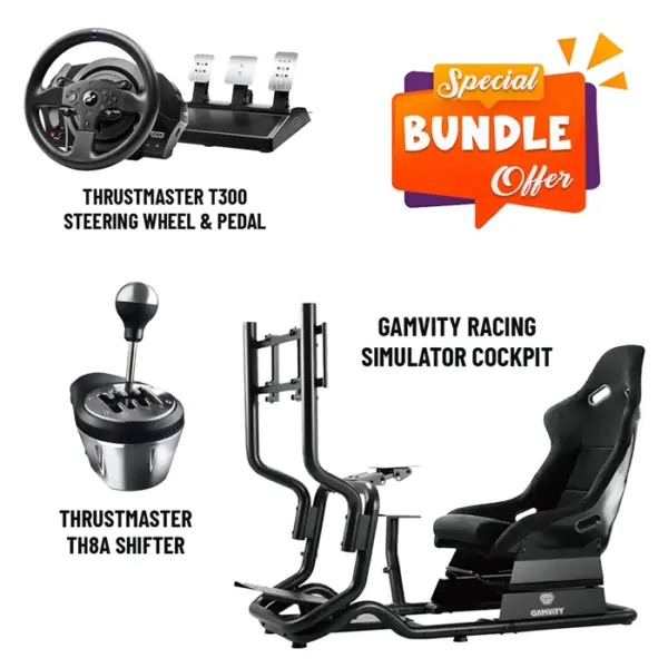 Gamvity Racing Car Seat Driving Simulator Chair With Wheel And Pedal Set & Shifter Bundle-0