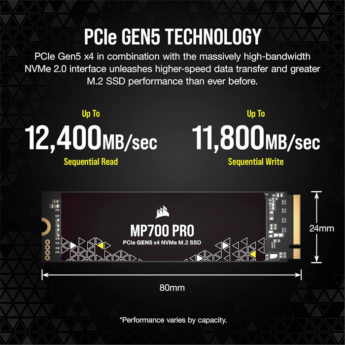 Corsair Mp700 Pro M.2 Pcie Gen5 X4 Nvme 2.0 Ssd - 2tb-119403 Corsair Mp700 Pro M.2 Pcie Gen5 X4 Nvme 2.0 Ssd - 2tb-119403