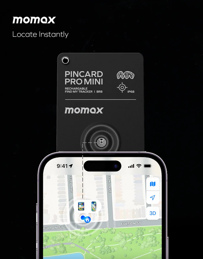 Momax Pincard Pro Mini Find My Tracker (Rechargeable)-119596 Momax Pincard Pro Mini Find My Tracker (Rechargeable)-119596