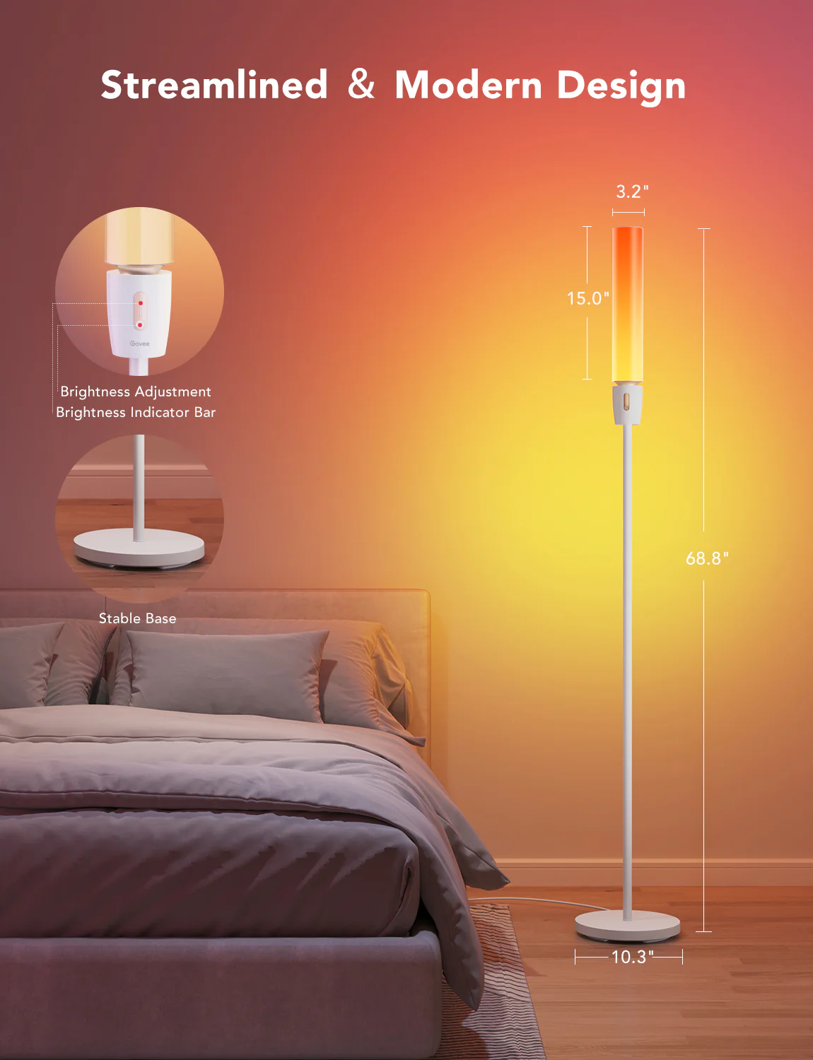 Govee Rgbicww Cylinder Floor Lamp - H6078-119623 Govee Rgbicww Cylinder Floor Lamp - H6078-119623