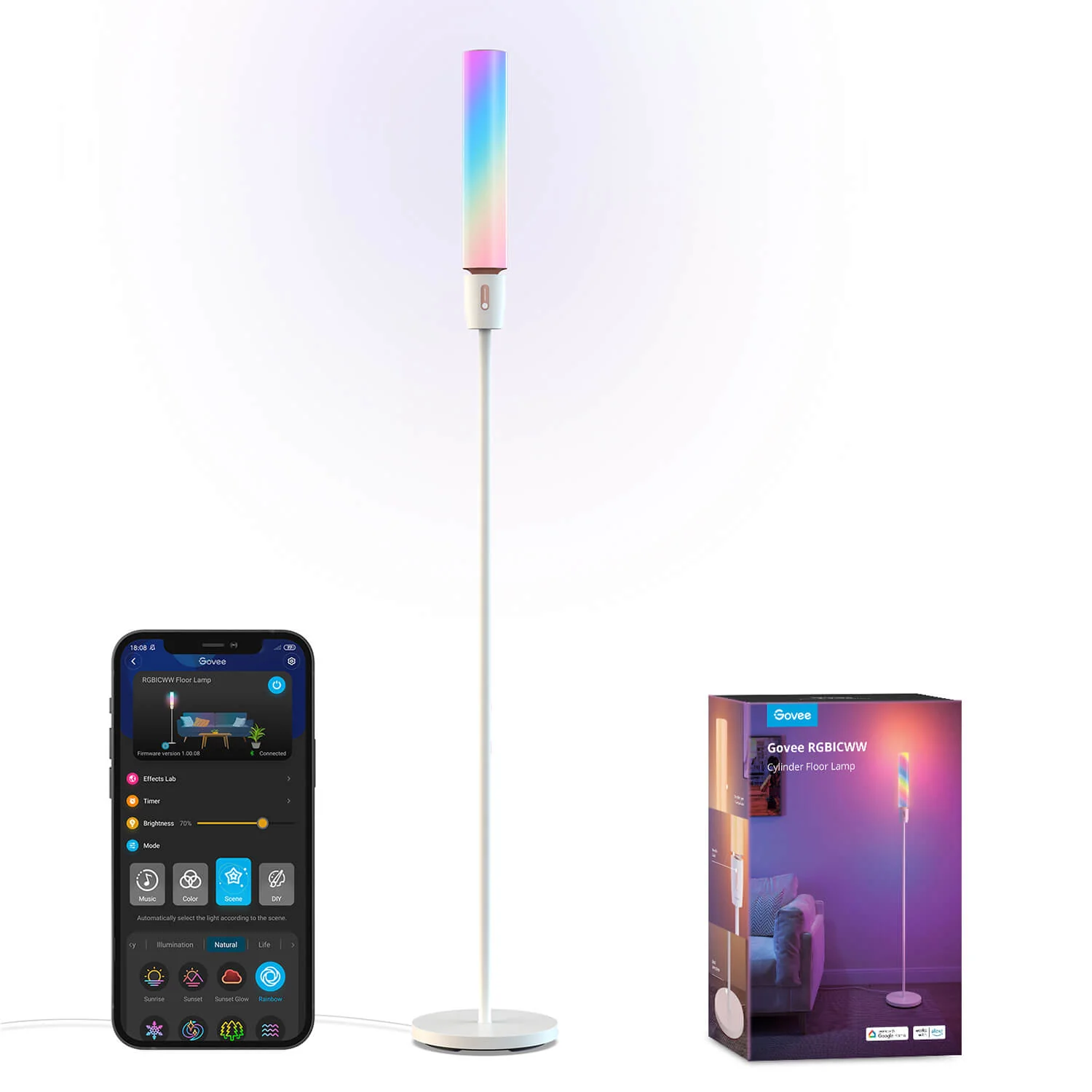 Govee Rgbicww Cylinder Floor Lamp - H6078-119626 Govee Rgbicww Cylinder Floor Lamp - H6078-119626