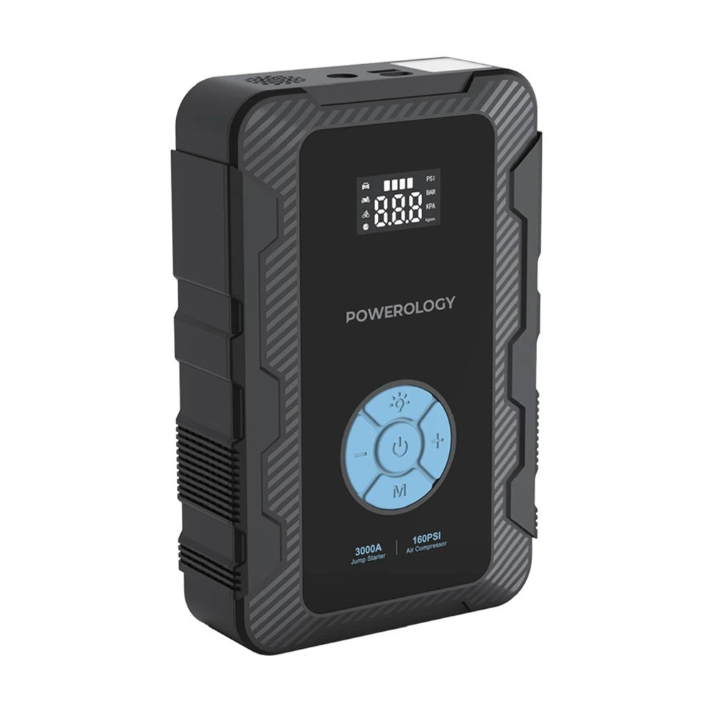 Powerology Jumpstart With Air Pump Pd45w 3000a Max Current 20000mah 160psi - Grey-0 Powerology Jumpstart With Air Pump Pd45w 3000a Max Current 20000mah 160psi - Grey-0