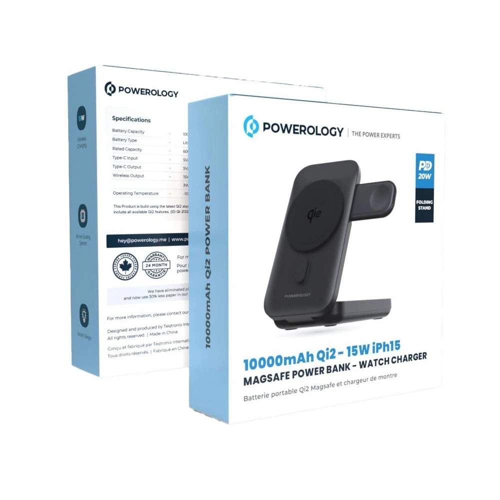 Powerology 10000mah Qi2 - 15w Iph15 Magsafe Power Bank - Black-122166 Powerology 10000mah Qi2 - 15w Iph15 Magsafe Power Bank - Black-122166