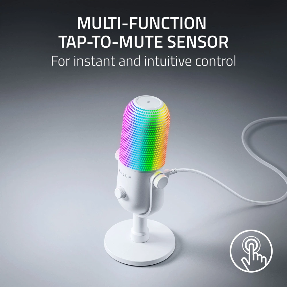 Razer Seiren V3 Chroma Rgb Usb Microphone With Tap-to-mute, Supercardioid Condenser Mic - White-122279 Razer Seiren V3 Chroma Rgb Usb Microphone With Tap-to-mute, Supercardioid Condenser Mic - White-122279