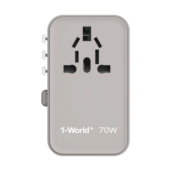 Momax World+ 3-ports Travel Charger Built-in Usb-c Cable (Gan 70w) - Grey-120648 Momax World+ 3-ports Travel Charger Built-in Usb-c Cable (Gan 70w) - Grey-120648