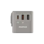 Momax World+ 3-ports Travel Charger Built-in Usb-c Cable (Gan 70w) - Grey-120649