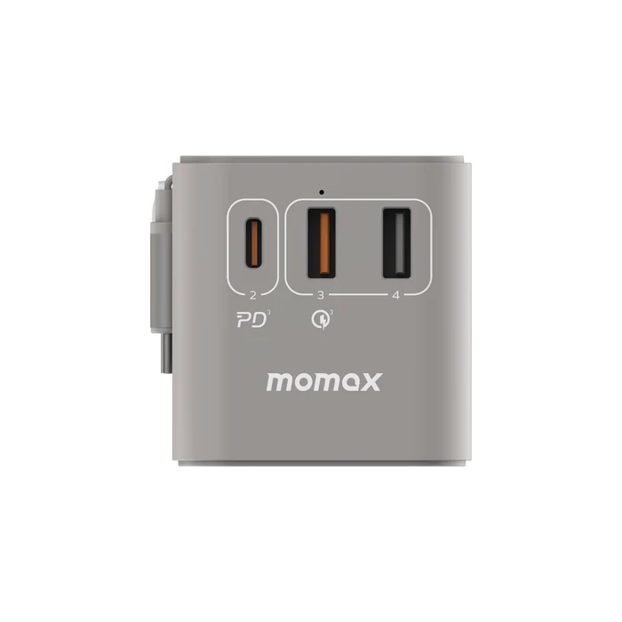 Momax World+ 3-ports Travel Charger Built-in Usb-c Cable (Gan 70w) - Grey-120649 Momax World+ 3-ports Travel Charger Built-in Usb-c Cable (Gan 70w) - Grey-120649