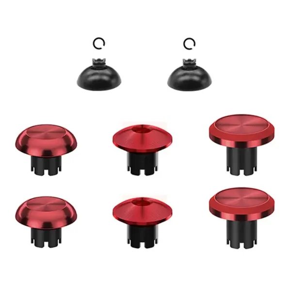 Metal Joystick Cap & Joystick Base 8pcs For PS5 Edge Controller - Red-0