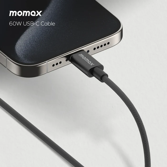Momax Elite Usb-c To Usb-c Braided Cable 60w 1.5m - Black-123174 Momax Elite Usb-c To Usb-c Braided Cable 60w 1.5m - Black-123174