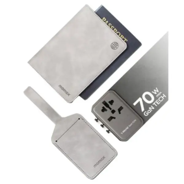 Momax Bundle Set (Travel Adapater 70w Gan Tech + Passport Cover + Name Tag)-0
